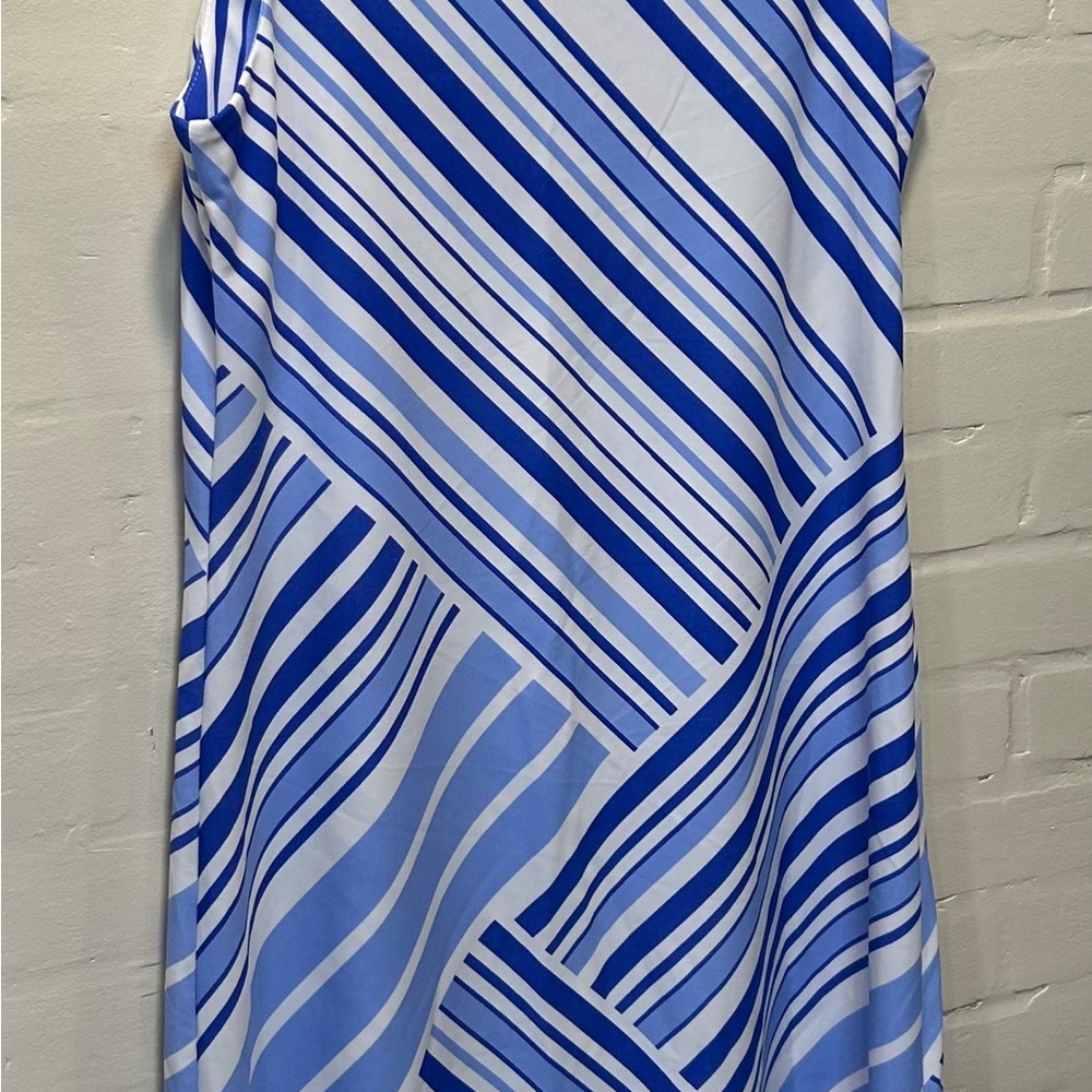 Jude Connally Blue & White Striped Preppy Nautical Sleeveless Shift Dress M - Picture 6 of 6